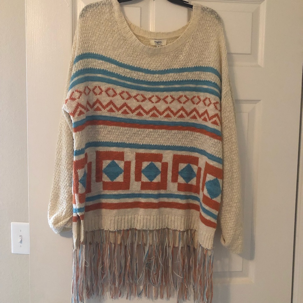 Hayden | Geometric Fringe Sweater Size Small